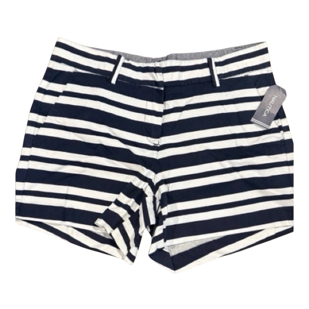 Nautica Striped Navy and White Shorts sz 8 women designer bottom casual beach